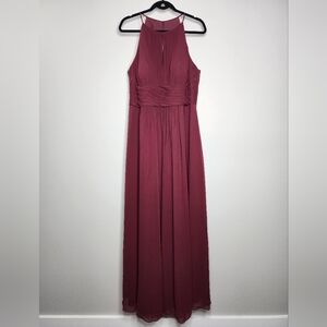 Azazie  BONNIE Mulberry A-Line Keyhole Ruched Chiffon Dress